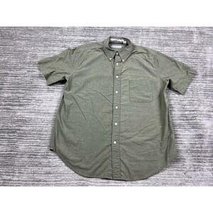 ZINC Shirt Womens Large Green CHAMBRAY Short Sleeve Button‎ Front